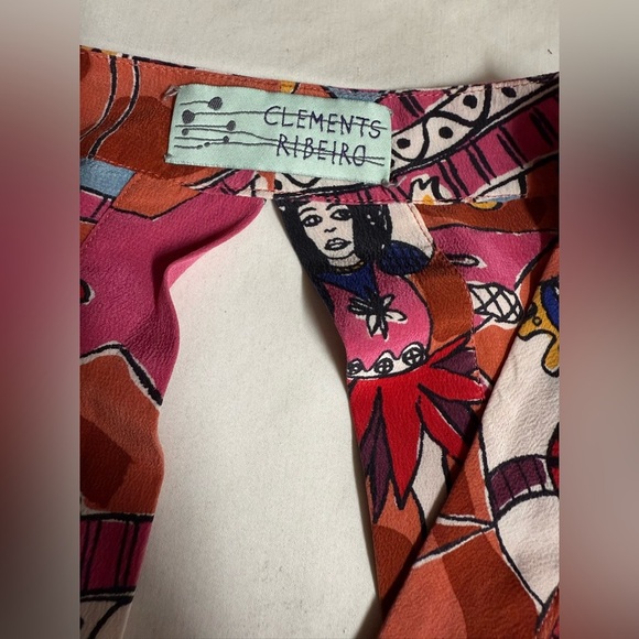 CLEMENTS RIBEIRO Vibrant Orange Red Sheath Dress with Bishop Sleeves size XS - Picture 10 of 13